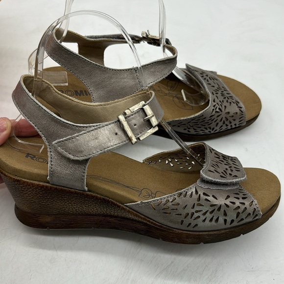 Romika Leather Cut Out Silver Sandals EU Size 40 MCS5119J - Picture 4 of 10